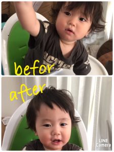 赤ちゃん カット 息子の髪を切りました(^^)
